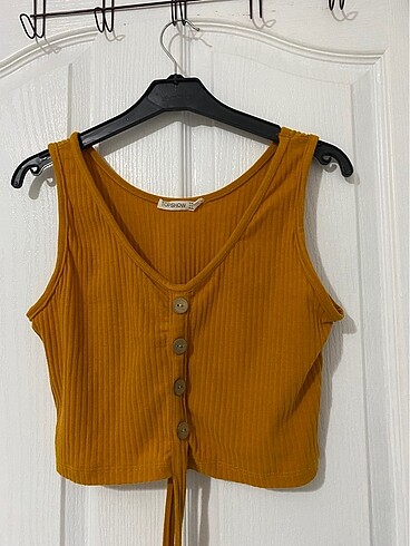 Hardal renk Crop top