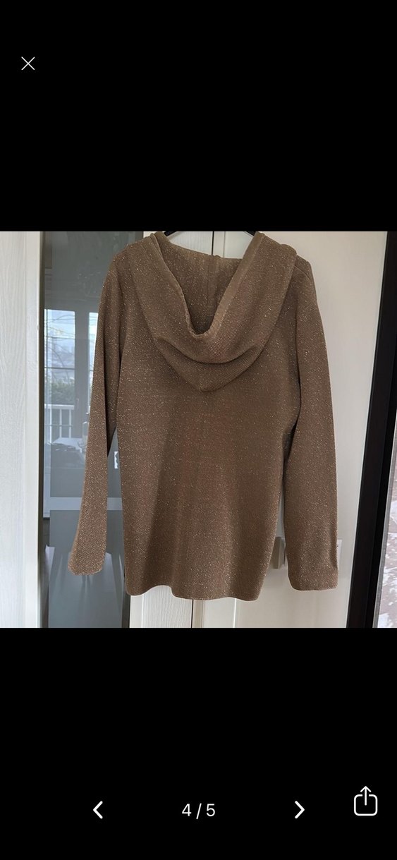 BEYMEN Kadın Taba Örgü Kapüşonlu simli kalın ceket - Görsel 4