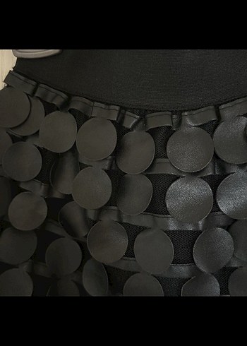 TYESS Kız Çocuk Siyah Deri detaylı Etek - Görsel 2