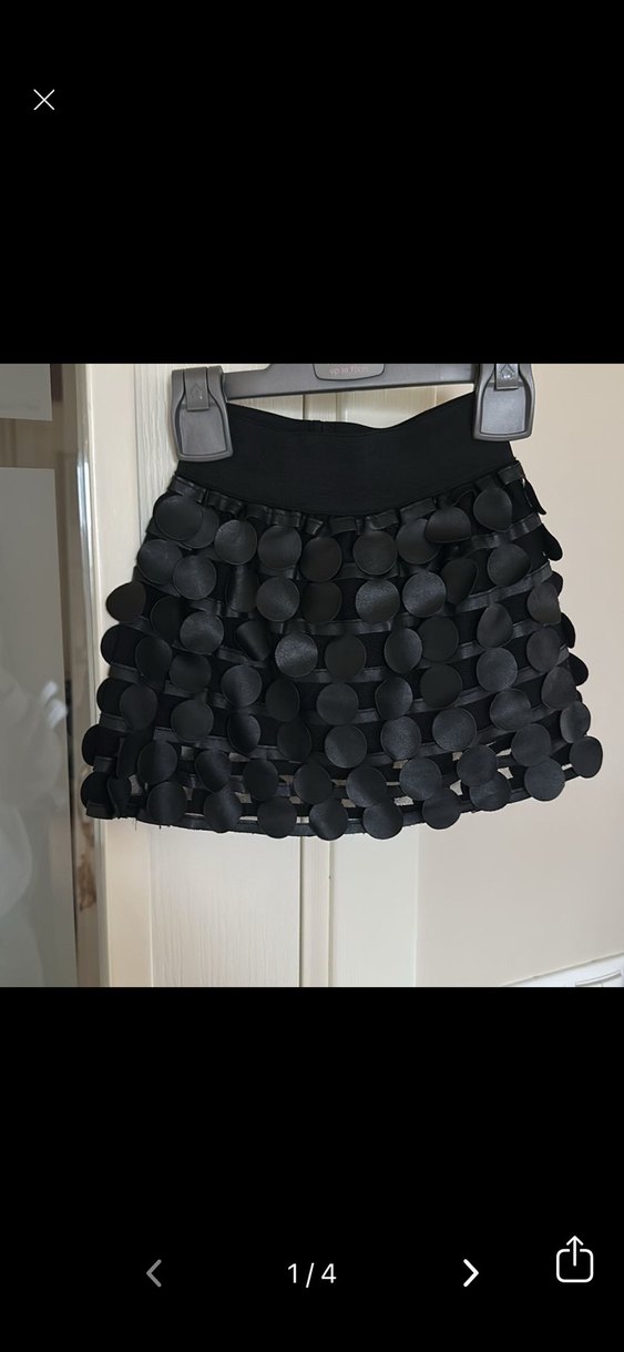 TYESS Kız Çocuk Siyah Deri detaylı Etek - Görsel 4