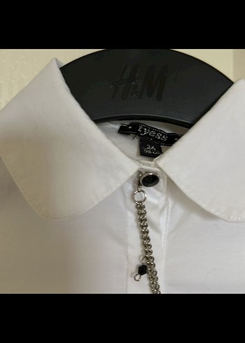 TYESS Kız Çocuk Zincir Detaylı Beyaz Gömlek Body - Görsel 3