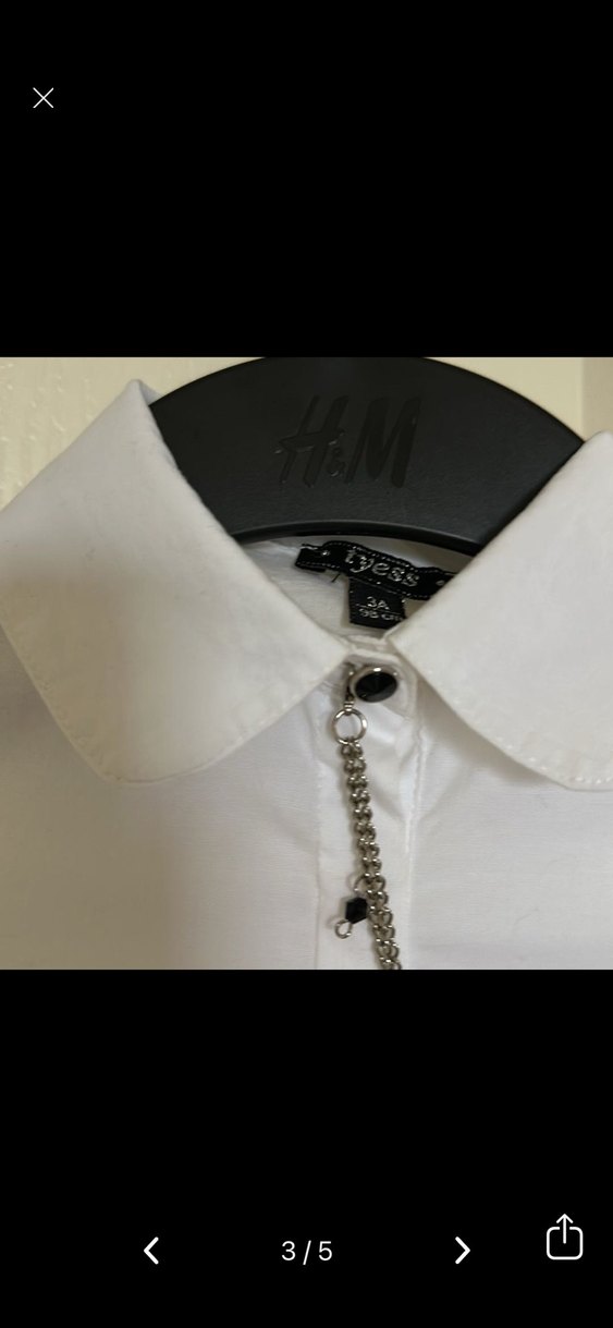 TYESS Kız Çocuk Zincir Detaylı Beyaz Gömlek Body - Görsel 3