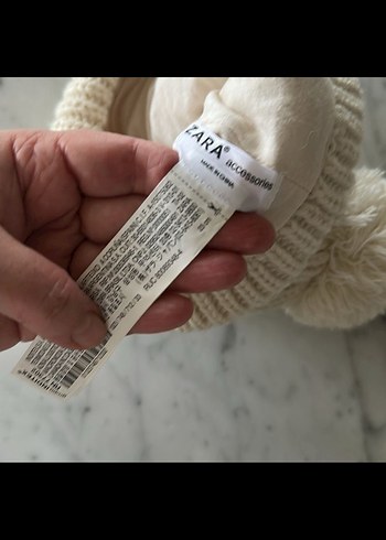 ZARA Kız çocuk krem renk Örgü Bere ve Boyunluk Seti - Görsel 3