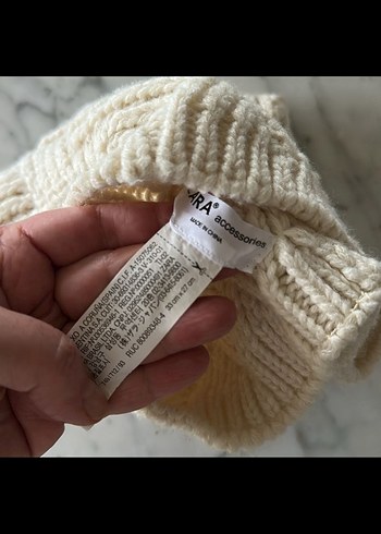 ZARA Kız çocuk krem renk Örgü Bere ve Boyunluk Seti - Görsel 5