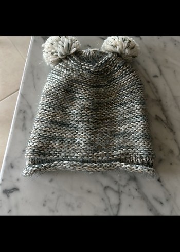 ZARA Gri-krem Kız çocuk Örgü Çocuk Bere ve Boyunluk Seti - Görsel 4