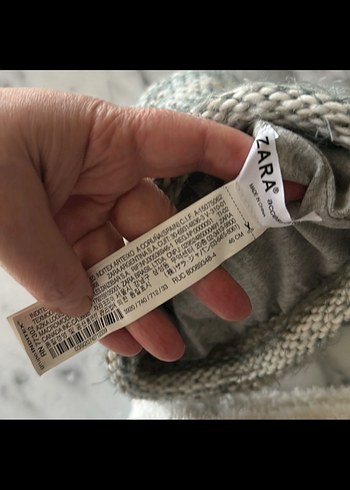 ZARA Gri-krem Kız çocuk Örgü Çocuk Bere ve Boyunluk Seti - Görsel 5