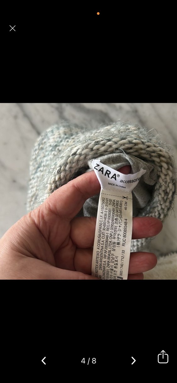 ZARA Gri-krem Kız çocuk Örgü Çocuk Bere ve Boyunluk Seti - Görsel 2