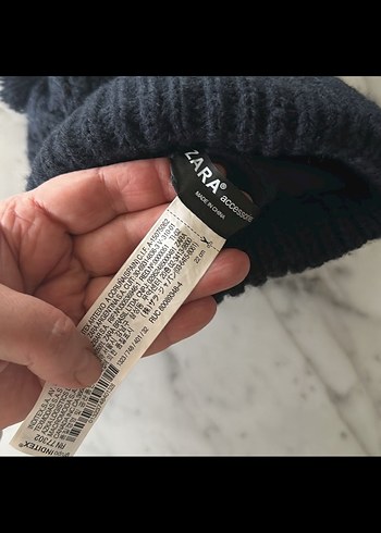 ZARA lacivert Kız çocuk Örgü Bere ve Boyunluk Seti - Görsel 5