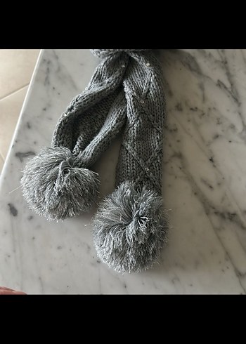 ZARA Gri Örgü kız çocuk Bere ve Atkı Seti - Görsel 5