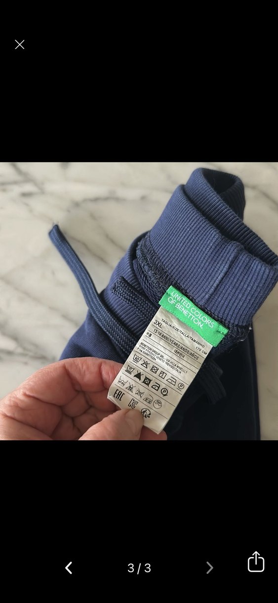 BENETTON Lacivert Rahat Kesim kız çocuk Eşofman Altı 13-14 yaş - Görsel 3