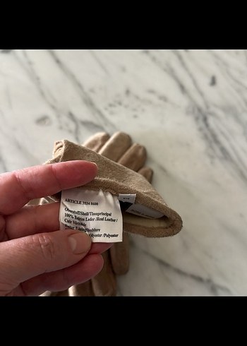 MORE&MORE Bej Süet Kadın Eldiveni 1 numara - Görsel 2