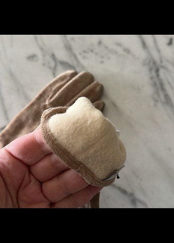 MORE&MORE Bej Süet Kadın Eldiveni 1 numara - Görsel 4