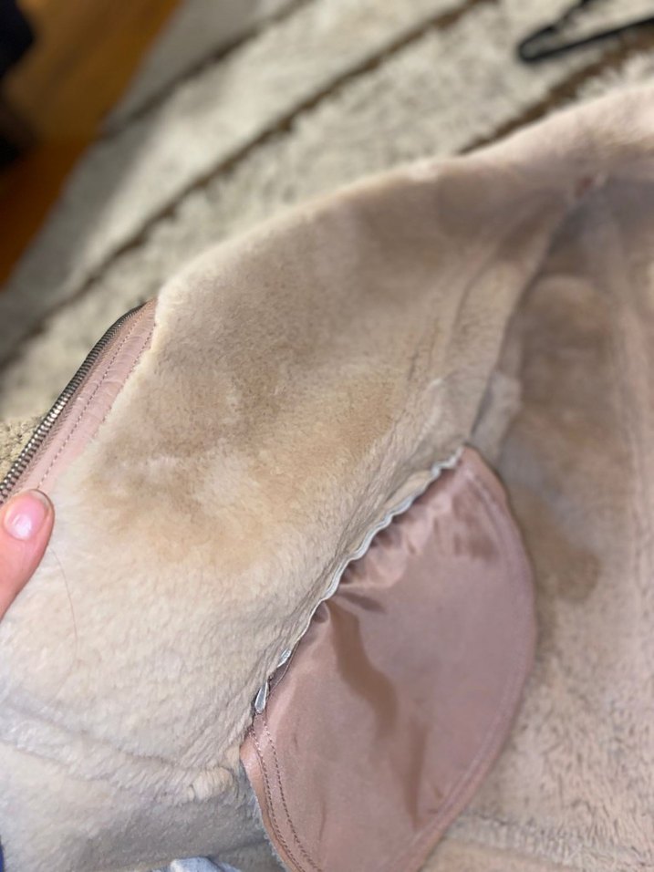 Bej Deri Ceket, Kürk Detaylı, Midi Boy - Görsel 5