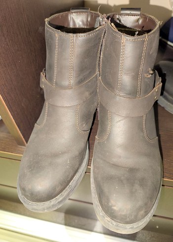 Kahverengi Deri Biker Botlar - Görsel 3