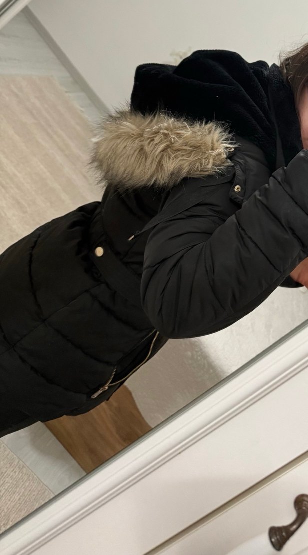 Kürklü Siyah Kadın Kışlık Mont - Görsel 2
