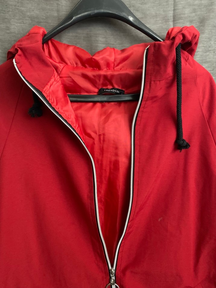 Kırmızı Fermuarlı Midi Kadın Ceket - Görsel 3