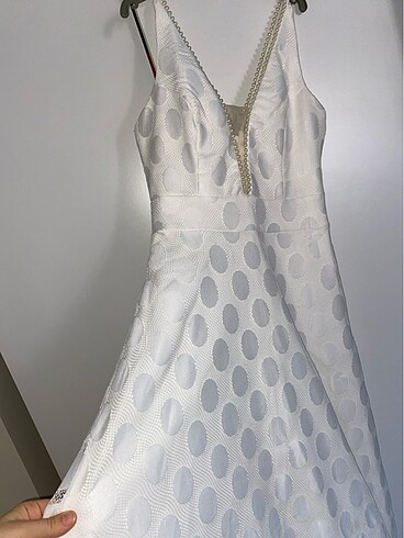 Beyaz danteli elbise - Görsel 4