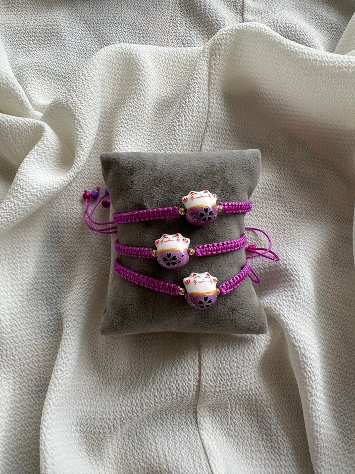 Mor Boncuklu Bohem Bileklik - Görsel 2