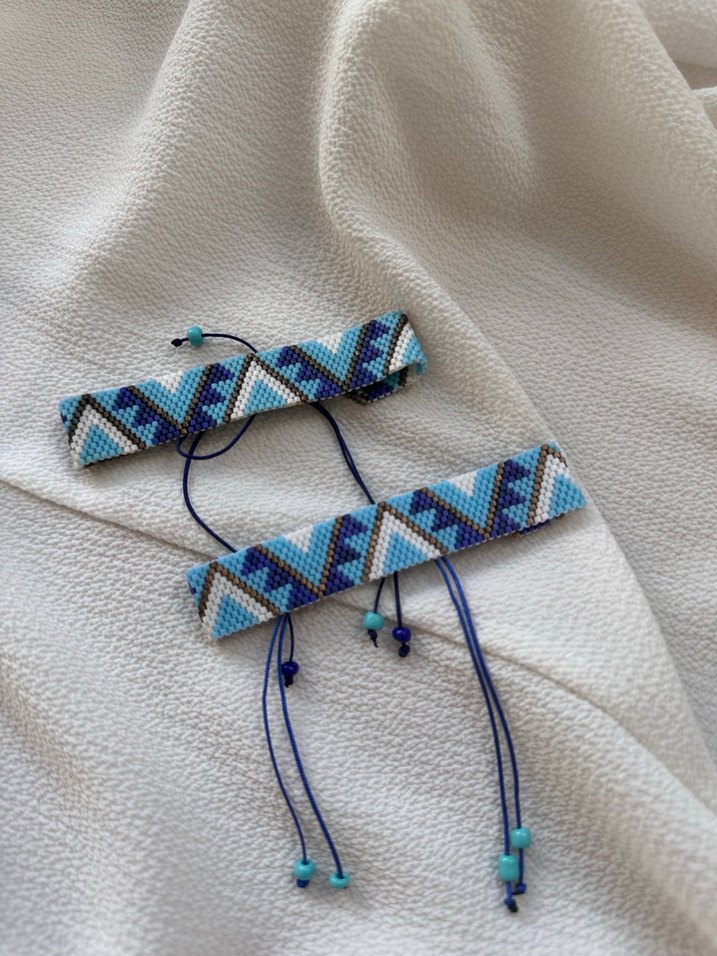 Mavi Nakışlı Miyuki Boncuklu Bileklik - Görsel 2
