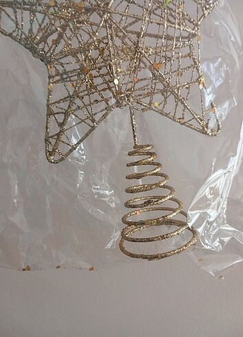  Beden Gold Metal Tel Yıldız Tepe Süsü 14x18cm 