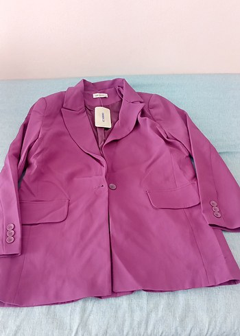 Mor Düğmeli Kadın Blazer Ceket