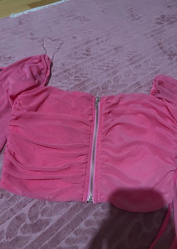 s Beden pembe Renk Pembe dekolteli Kadın Bluz