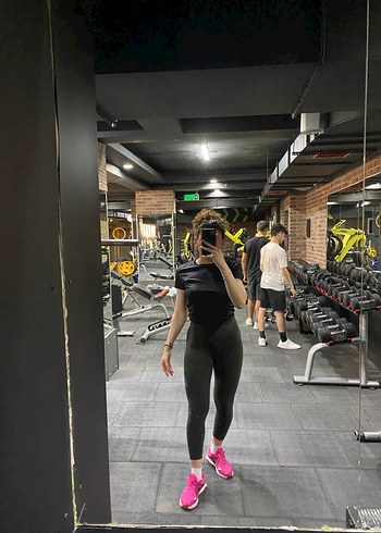 Kadın koyu yeşil Spor Tayt