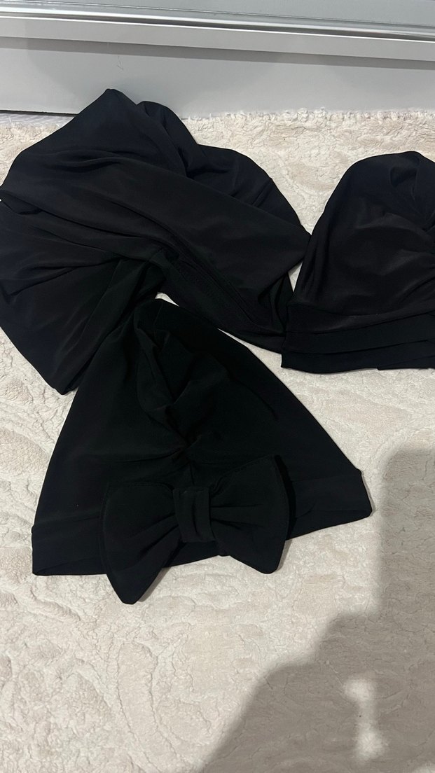 Kadın Siyah Pileli Gotik Şal bone 3 ayrı model - Görsel 5