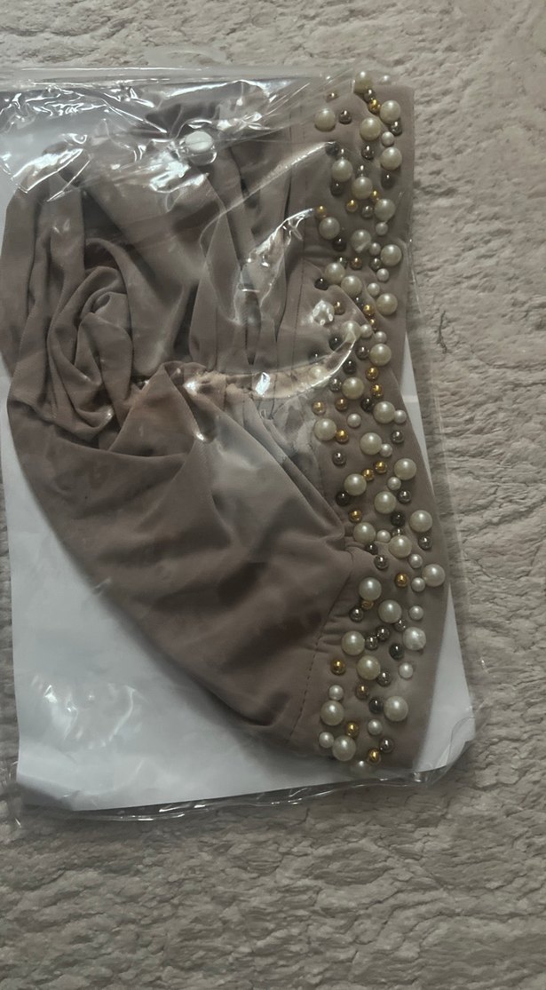 Bej  Boncuk Detaylı Bohem Kadın Bere sıfır ürün - Görsel 2