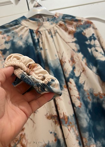 Uzun Kol Bağlama Desenli Bohem Elbise - Görsel 2