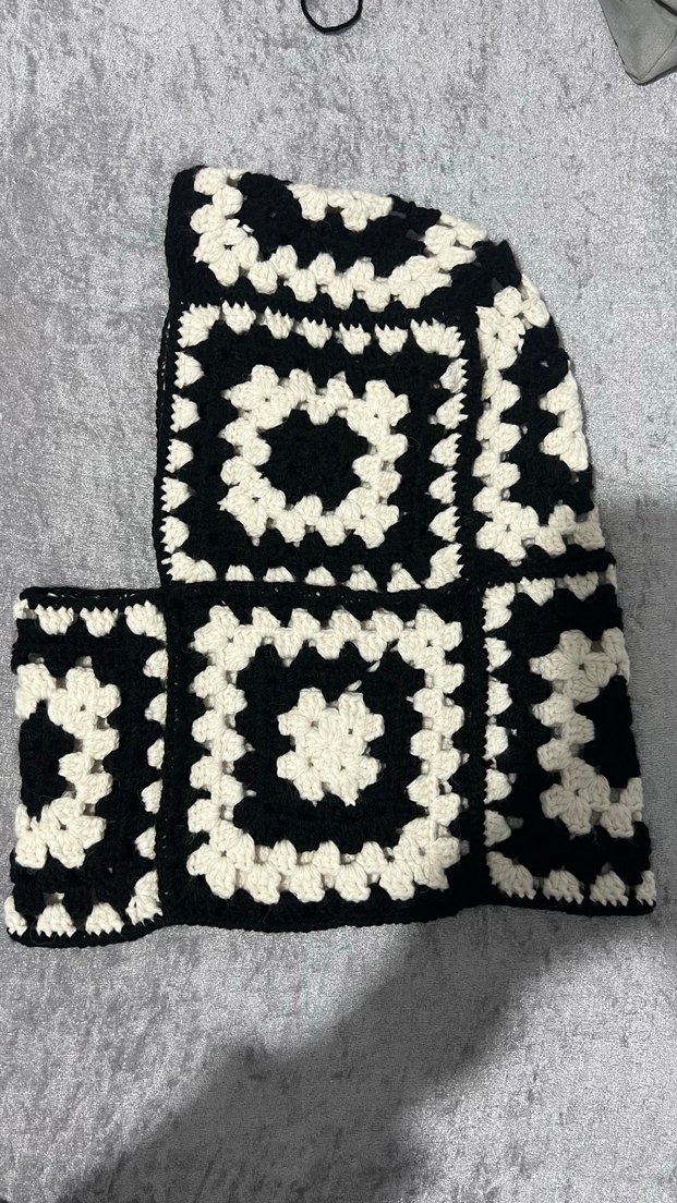 Siyah Örgü Bohem Kadın Balaklava - Görsel 2