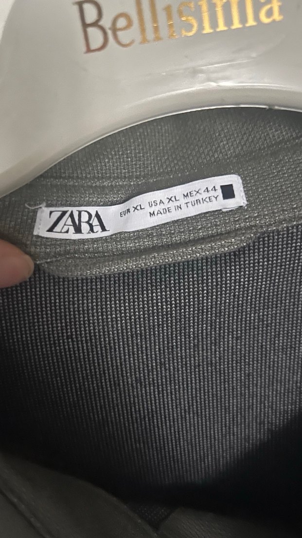 Zara orijinal Gri ye dönük yeşil Kışlık  Erkek Gömlek - Görsel 2