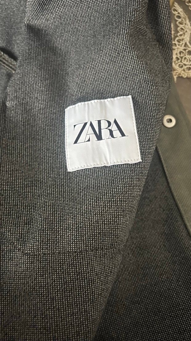 Zara orijinal Gri ye dönük yeşil Kışlık  Erkek Gömlek - Görsel 4