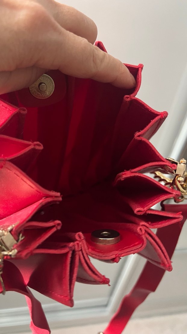 Kırmızı Zincir Detaylı  deri Kadın Çanta - Görsel 5