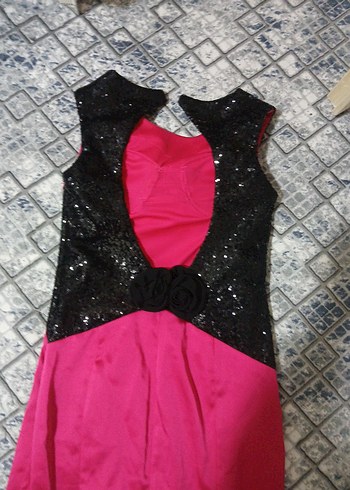 Straplez Pembe Uzun Abiye Elbise - Görsel 2