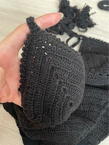 s Beden Siyah örgü bikini takımı