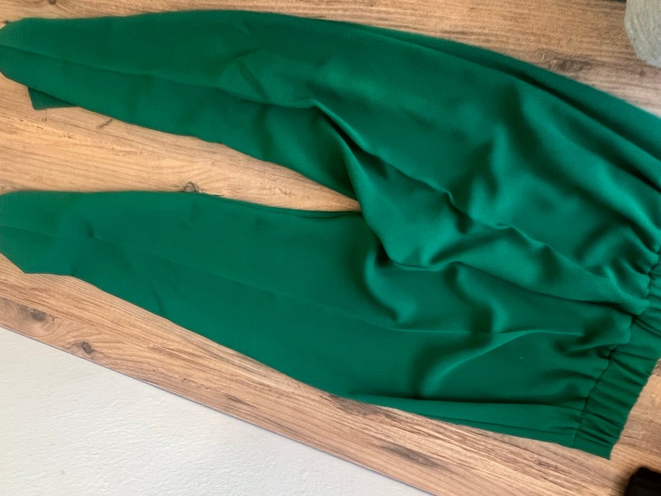 Kadın Yeşil Kemerli Kumaş Pantolon - Görsel 4