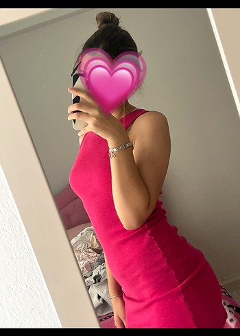 Pembe kolsuz mini elbise - Görsel 3