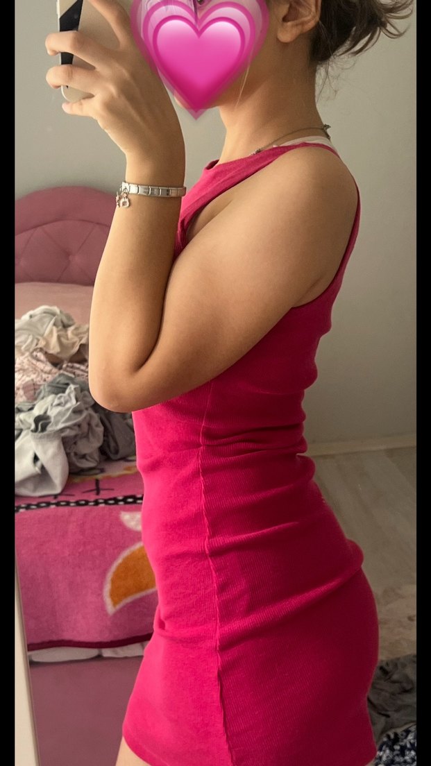 Pembe kolsuz mini elbise - Görsel 2