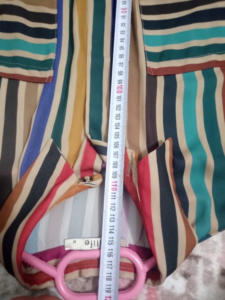 Çizgili Uzun Kollu Bohem Kadın Tunik - Görsel 3