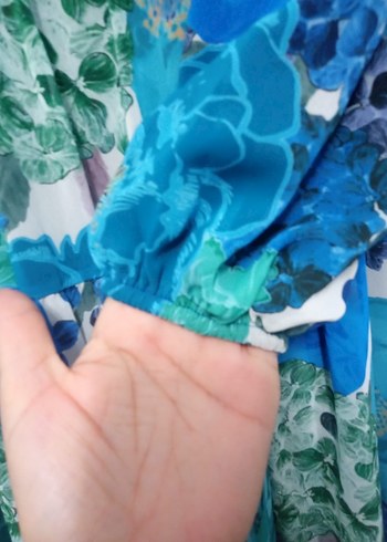 Mavi Uzun Bohem Piliseli Elbise - Görsel 3