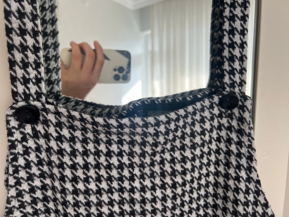 Gri Kareli Kadın Tulum - Görsel 3