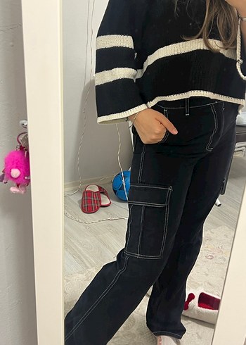 Siyah bol jean - Görsel 3