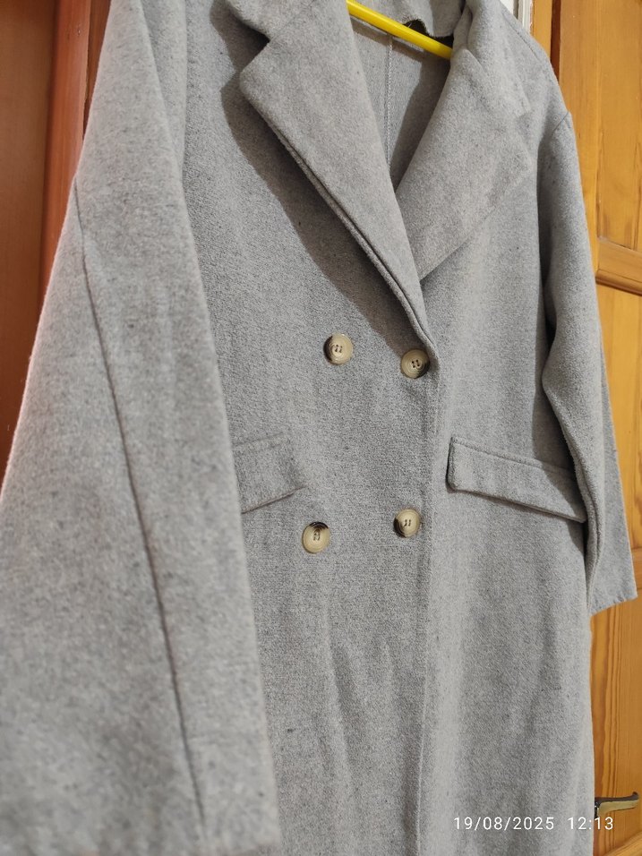 Gri Midi Kaban - Görsel 3