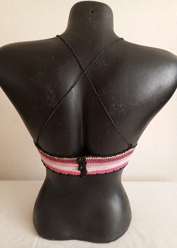 Pembe Örgü Mini Bohem Büstiyer - Görsel 3