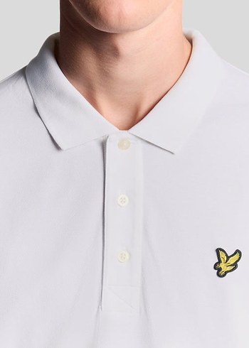 Beyaz Pamuklu Kısa Kollu Polo Tişört - Görsel 3