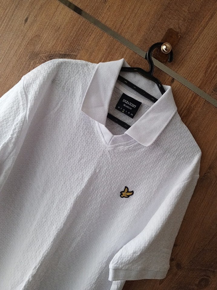 Beyaz Pamuklu Kısa Kollu Polo Tişört - Görsel 5