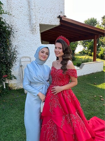 s Beden mavi Renk Mavi detaylı abiye