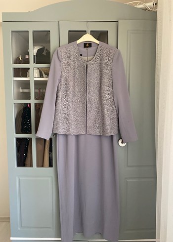 Gri Dantel Detaylı Uzun Kadın Takım - Görsel 3