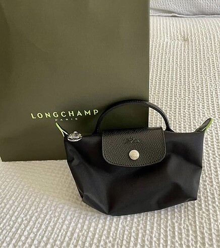 Longchamp Hakiki Deri Simsiyah neon detay uzun askılı
